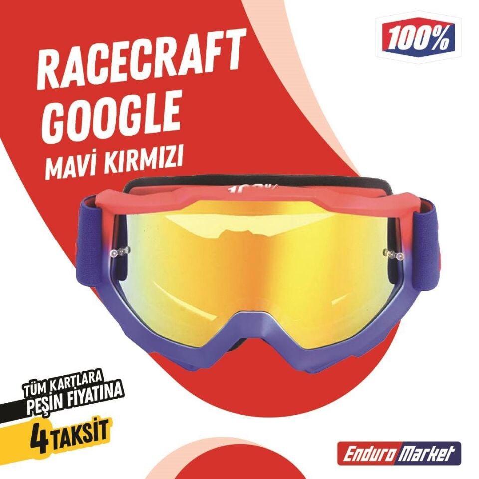 %100 Racecraft Replika Mavi Kırmızı Goggle