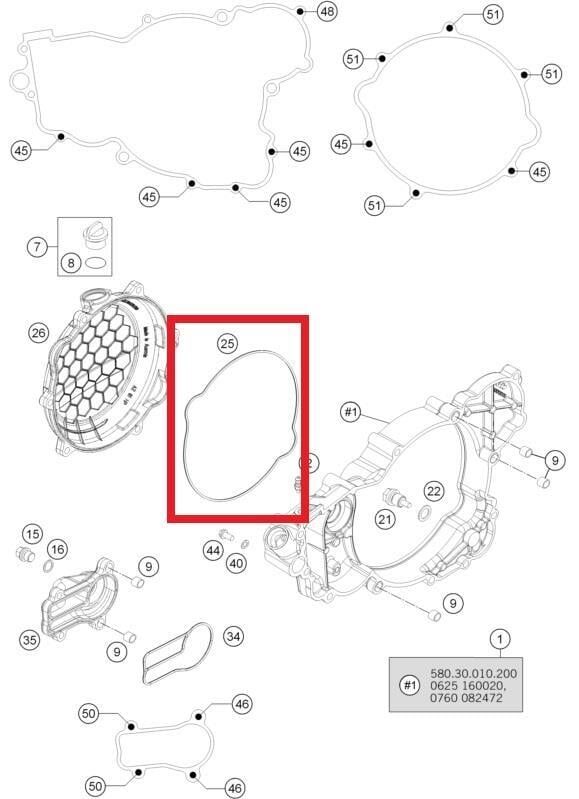 Outer Clutch Cover Gasket Ktm Orj Yp A4-1