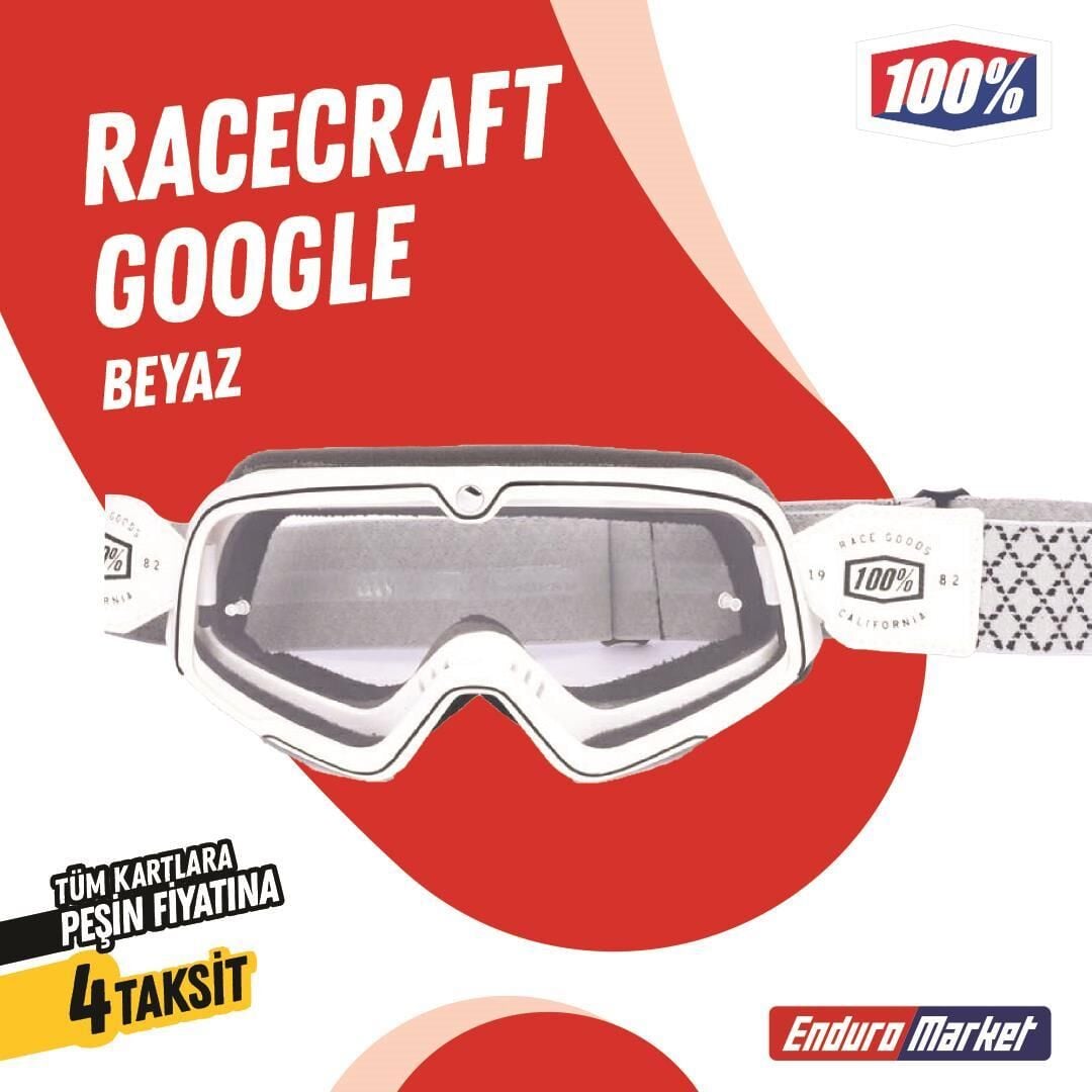 %100 Racecraft Replika Beyaz Goggle