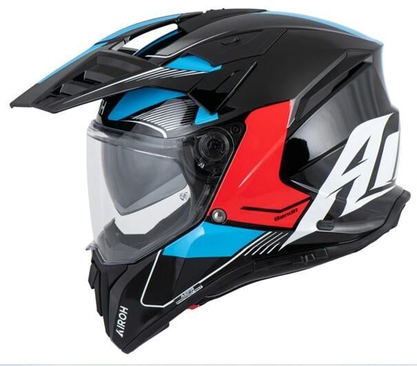Airoh Bandıt Tune Mavi Kırmızı Parlak Motosiklet Kaskı
