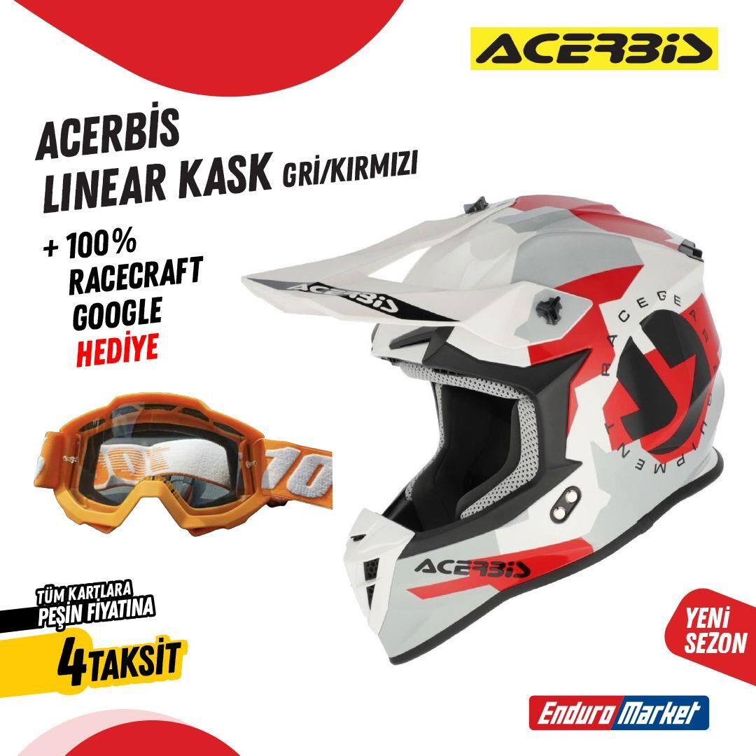 Acerbis Lınear Kask 2206 Gri Kırmızı
