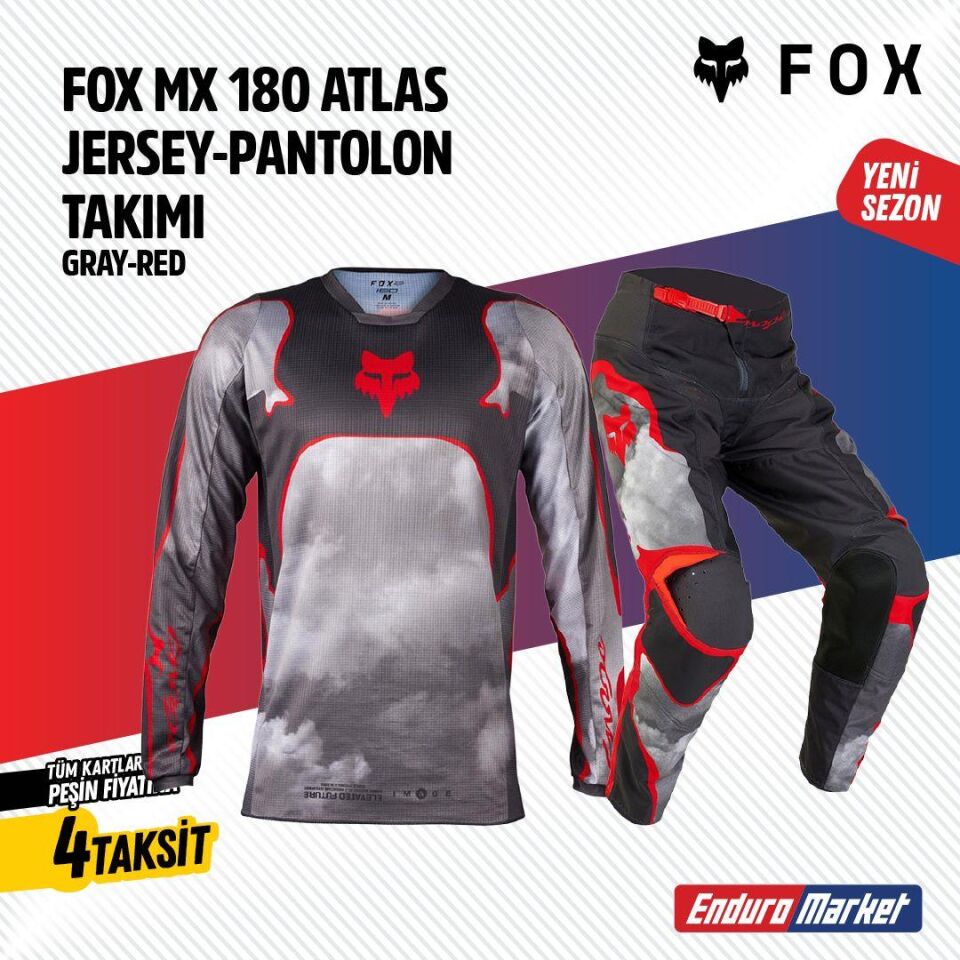 Fox Gri Kırmızı Jersey Pantolon Takımı
