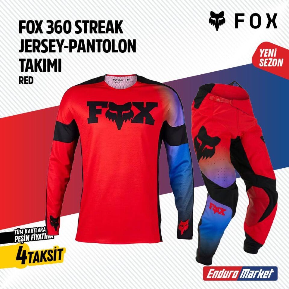 Fox Kırmızı Mavi Jersey Pantolon Takımı