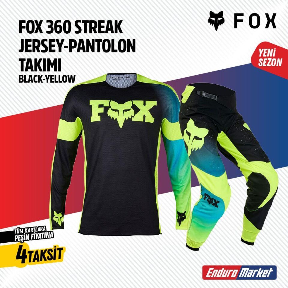 Fox Siyah Sarı Jersey Pantolon Takımı