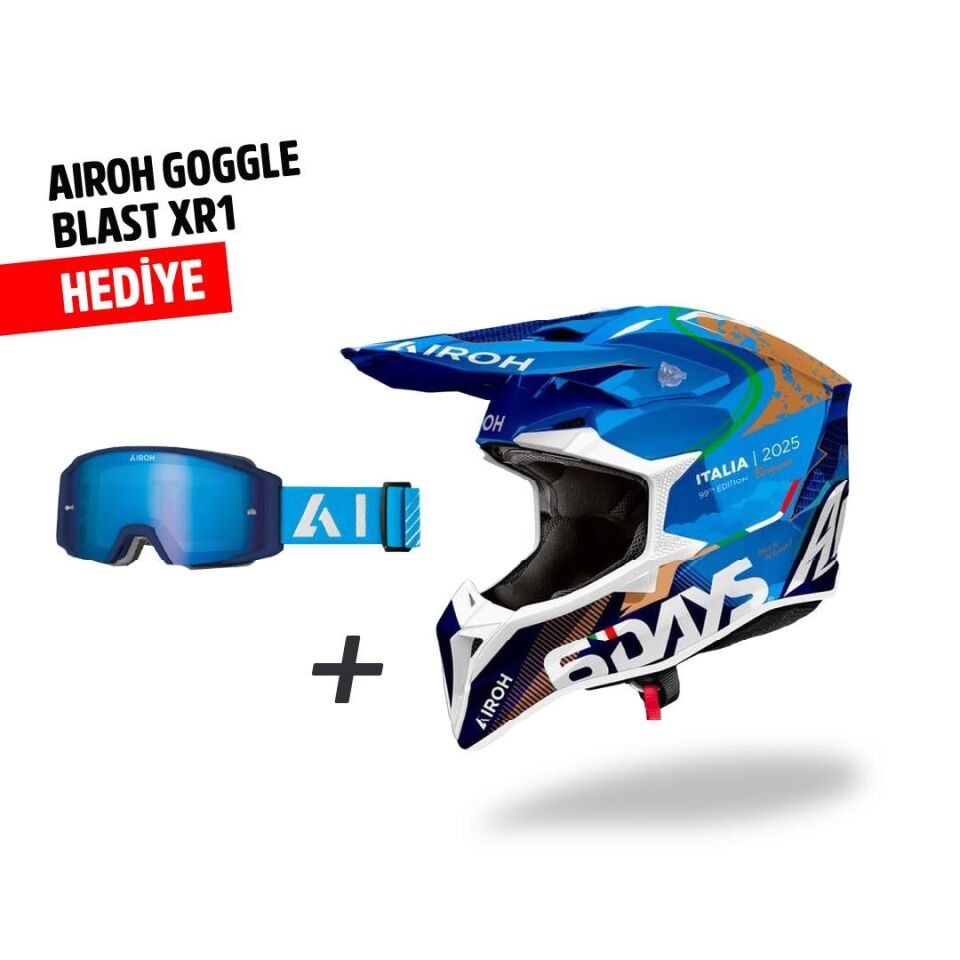 Airoh Wraap Six Days Italy 25 Parlak Motosiklet Kaskı