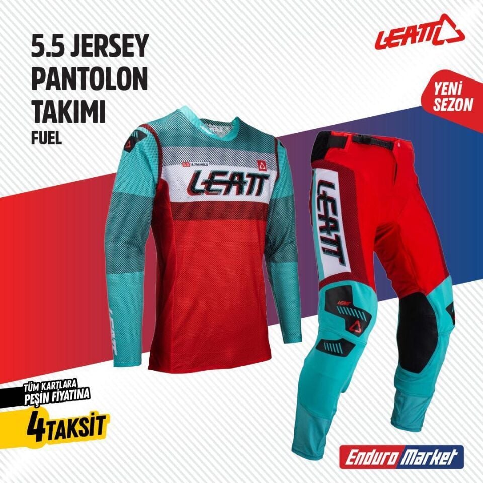 Leatt Turkuaz Kırmızı Jersey Pantlon Takımı