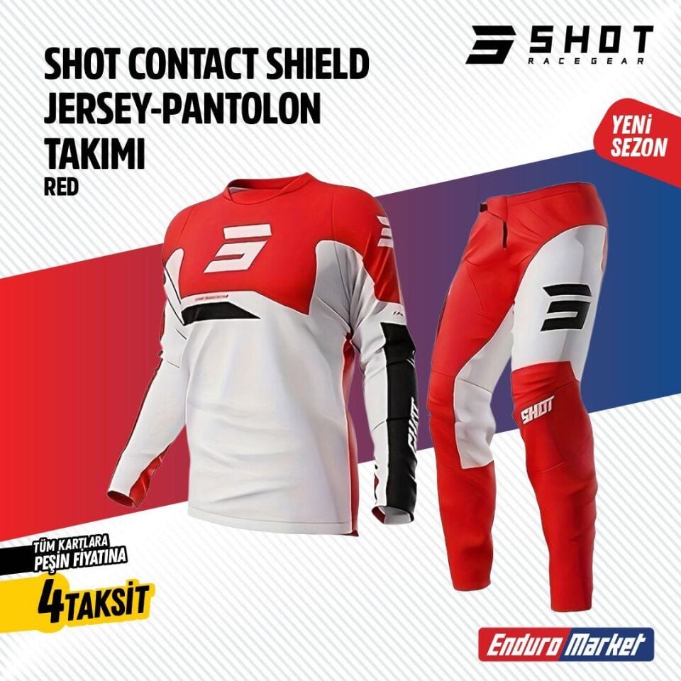 Shot Kırmızı Beyaz Jersey Pantolon Takımı