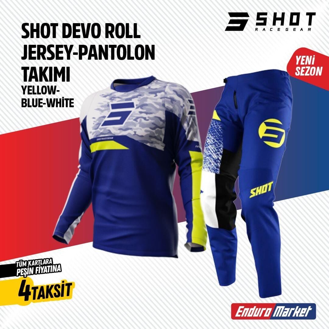 Shot Mavi Beyaz Jersey Pantolon Takımı