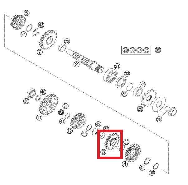 Idler Gear G 4Th 6,28T Ktm Orj Yp A7-2