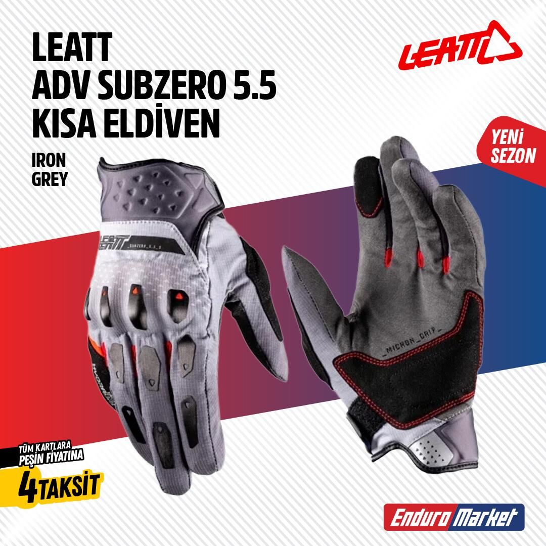 Leatt Adv Subzero 5.5 Kısa Gri Motosiklet Eldiveni