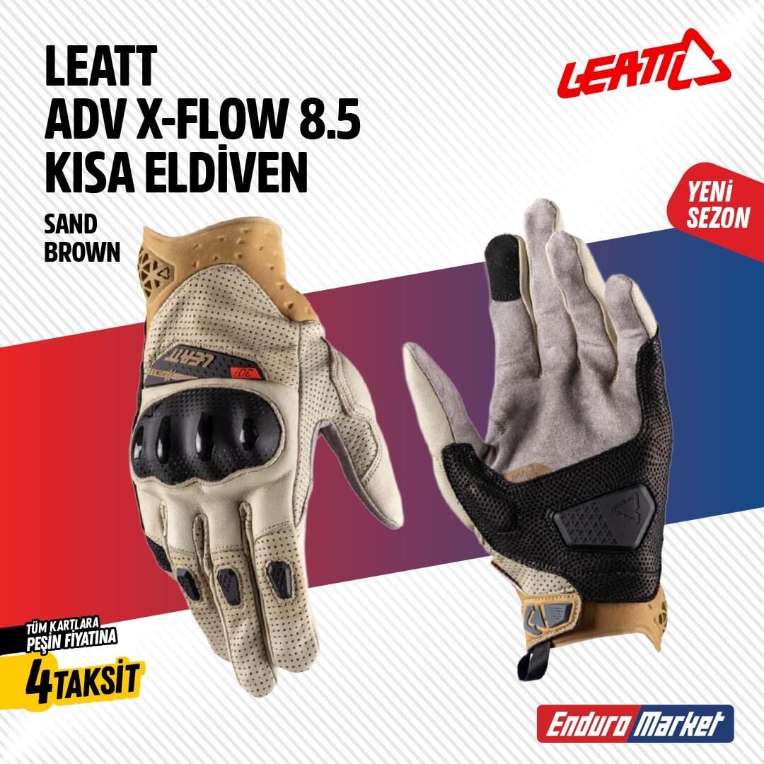 Leatt Adv X-Flow 8.5 Kısa Kahverengi Motosiklet Eldiveni