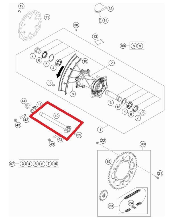 Wheel Spındle Re.Cpl 265Mm Ktm Orj Yp K2