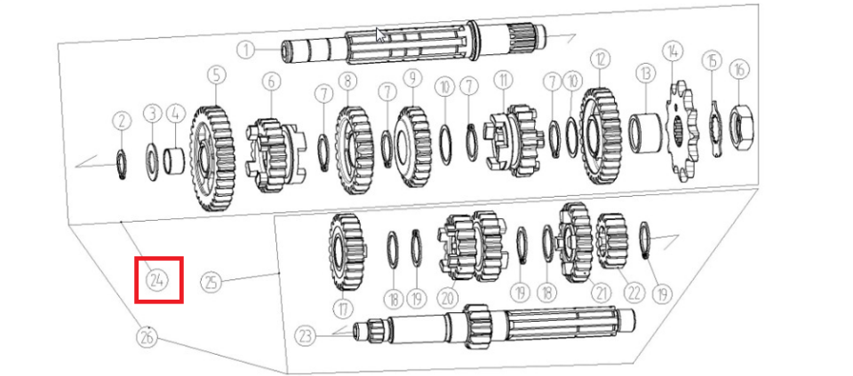 Kayo Kt 250 - Yuki Şanzıman Mil Parçaları