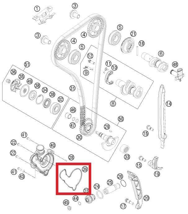 Water Pump Cover Gasket Ktm Orj Yp A7-1