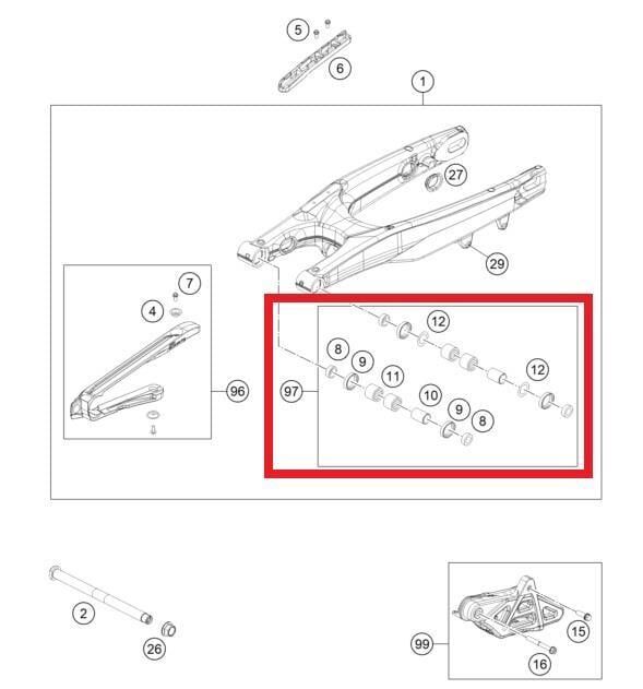 Repaır Kıt Swıngarm Bearıng Ktm Orj Yp