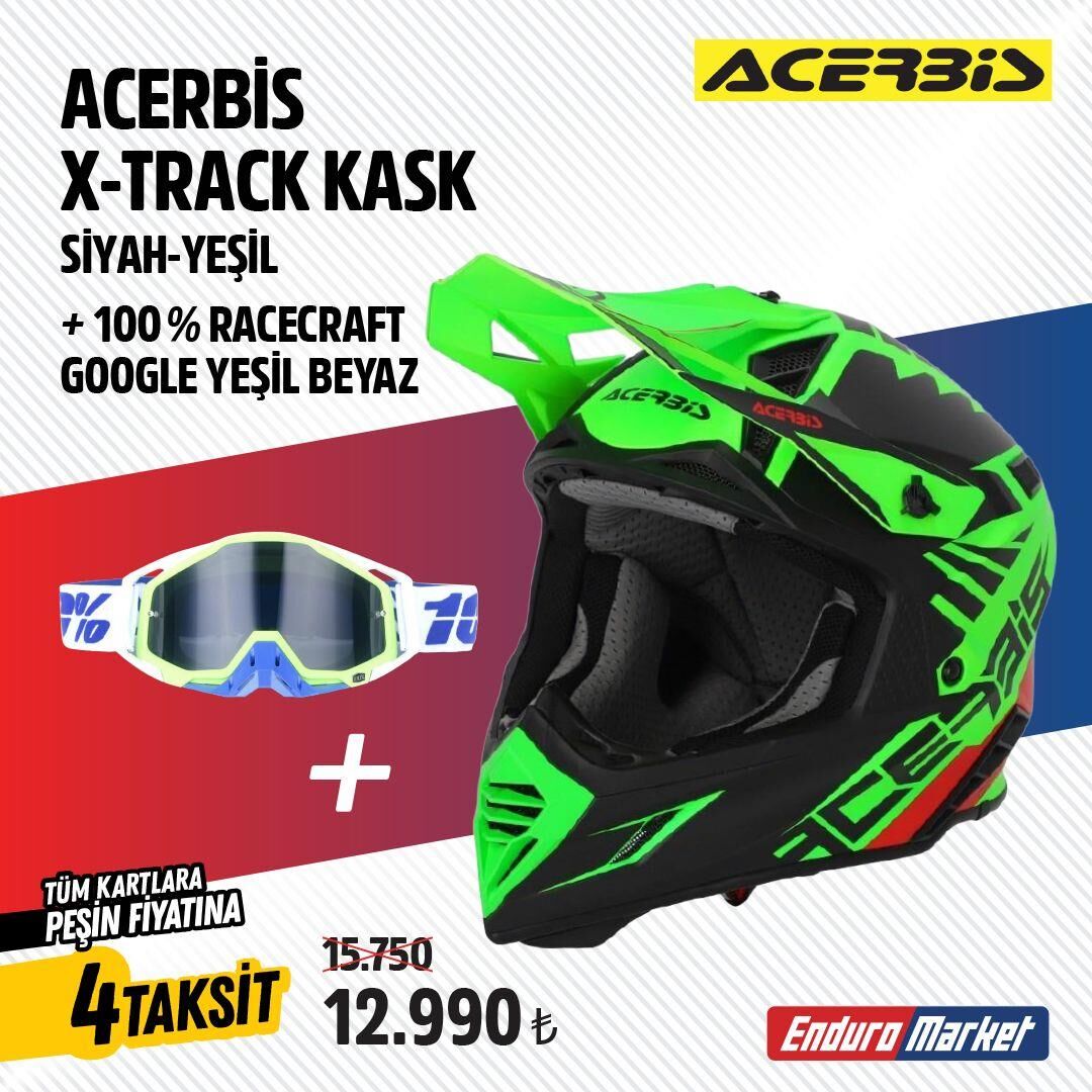 Acerbis X-Track 22-06 Kask Siyah Yeşil
