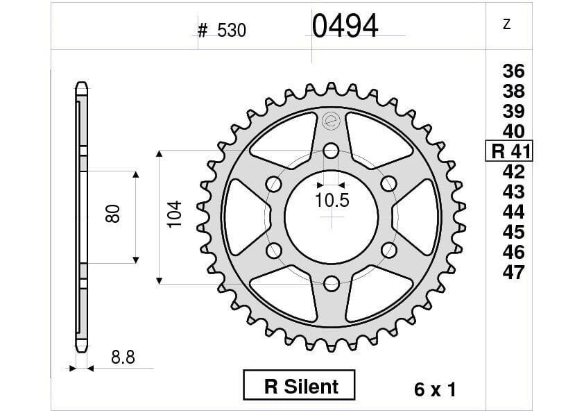 Kawasakı 550/750 Ognıbene Arka Dişli 41T