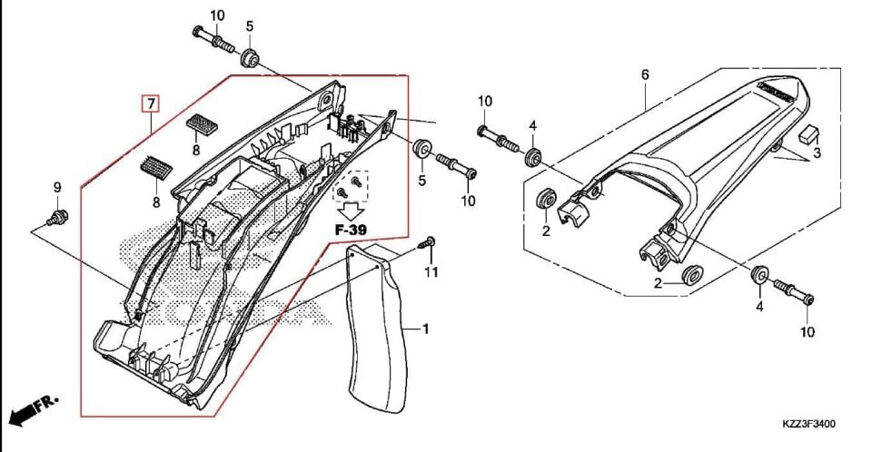 CRF250L ARKA ALT ÇAMURLUK SİYAH HONDA ORJ YP