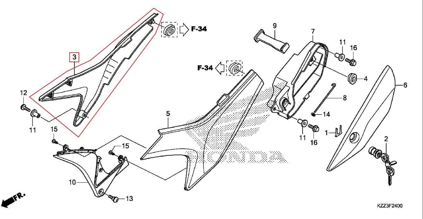 CRF250L SELE ALTI SAĞ GRENAJ BEYAZ HONDA ORJ YP