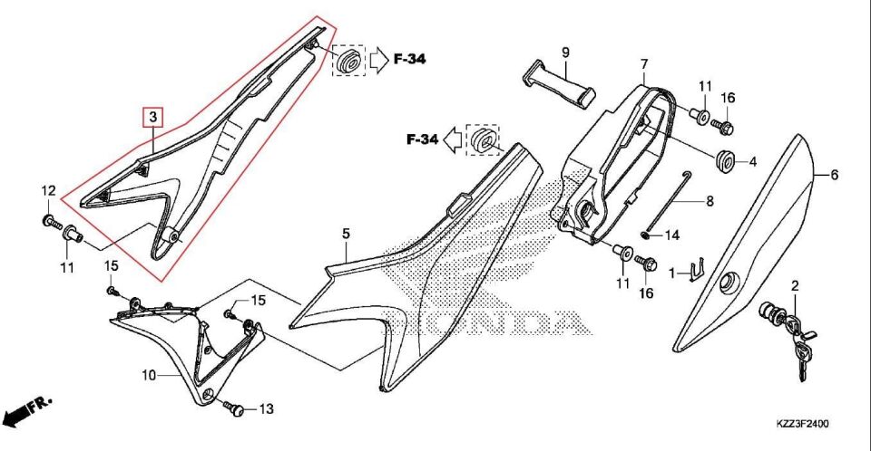 CRF250L SELE ALTI SAĞ GRENAJ BEYAZ HONDA ORJ YP