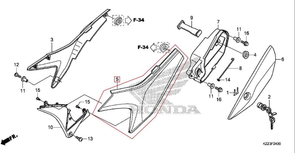 CRF250L SELE ALTI SOL GRENAJ BEYAZ HONDA ORJ YP