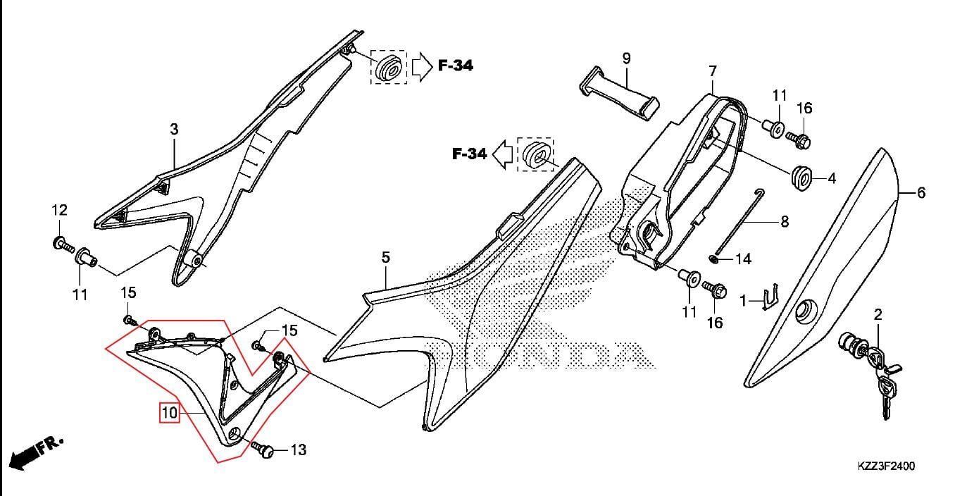 Crf250L Sele Altı Sol Grenaj Siyah Honda Orj Yp