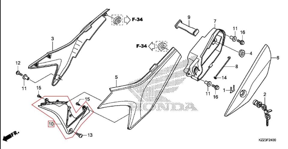 Crf250L Sele Altı Sol Grenaj Siyah Honda Orj Yp