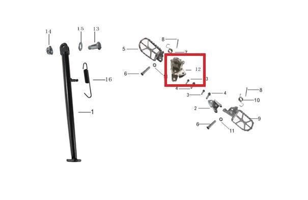 Kayo Kt 250 Sol Basamak Braketi A6